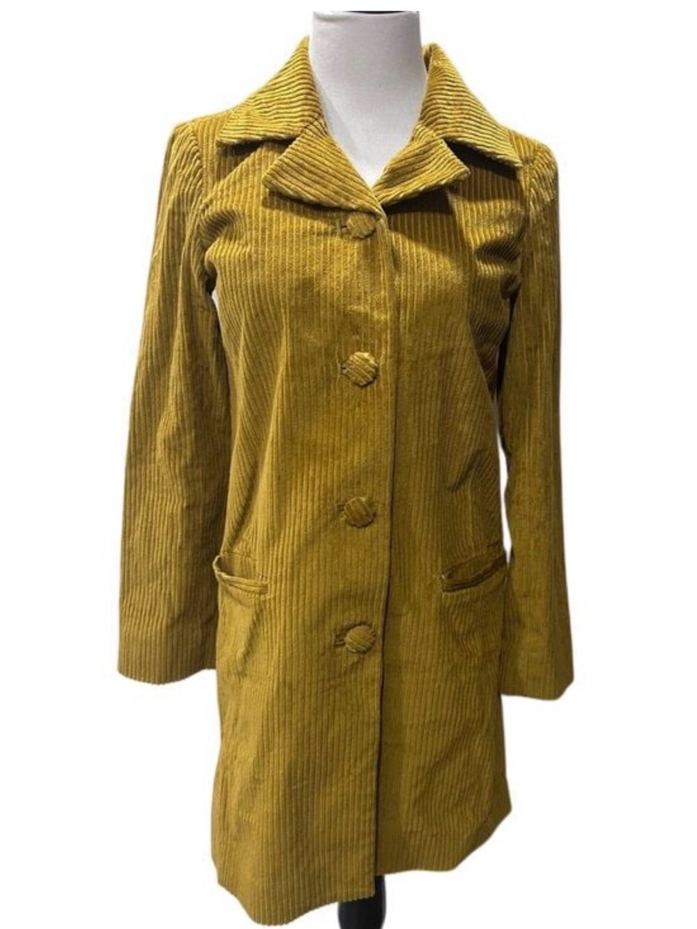 Missoni for Target Yellow Corduroy Trench Coat Jacket Size XS Signature Lining